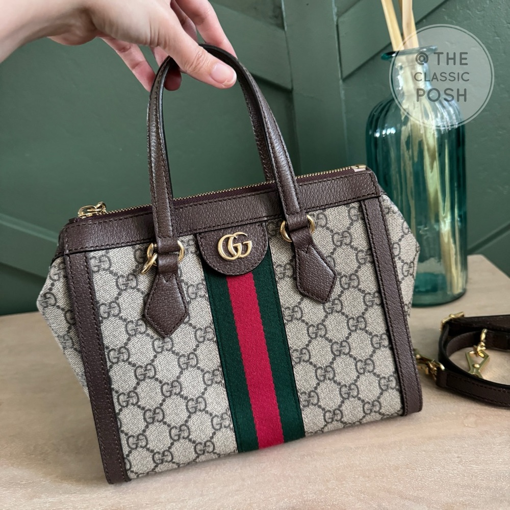EUC GUCCI SUPREME SMALL SHOULDER CANVAS TOTE BAG - Picture 2 of 14